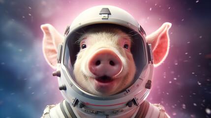 Porcine Astronaut: Embark on a Galactic Mission with a Space Pig in an Astronaut Suit. Ai Generative.