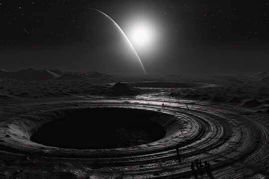Outside of our solar system, interstellar detritus and srars encircle Saturns ringed planet. observed Titans moon