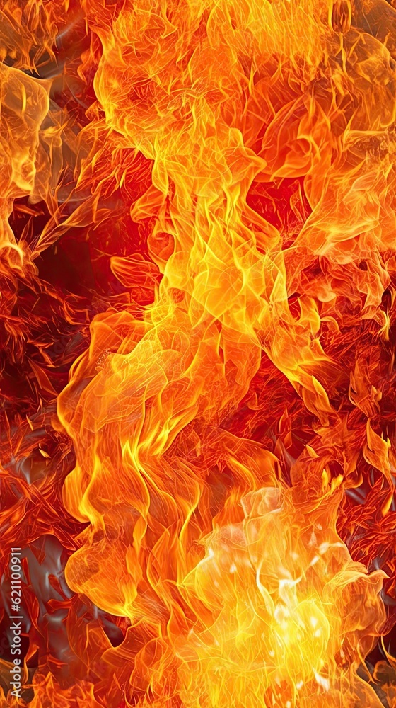 Wall mural image of a realistic solid flame burning. fire background. mobile orientation aspect ratio.