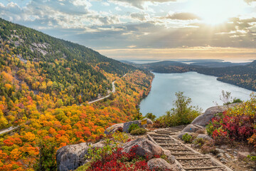 Autumn colors from Bubbles Trail in Acadia National Park - Maine 