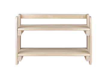 wooden shoe stand, shelf, isolated on white background