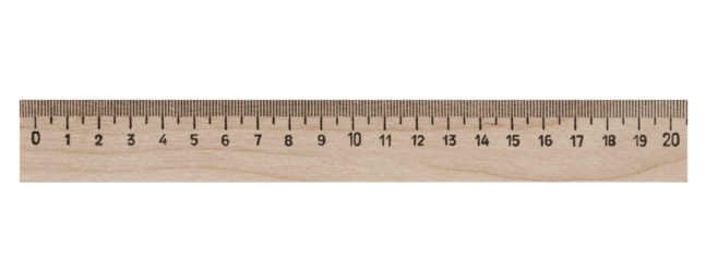 wooden school ruler beige, isolated on a white background