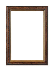 rectangular wooden frame for painting and photography isolated on a white background