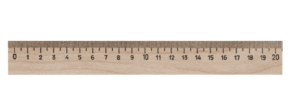 wooden school ruler beige, isolated on a white background