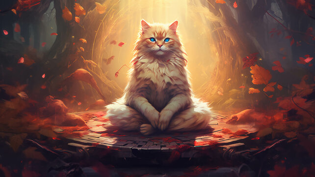 Gato meditando. ia generado