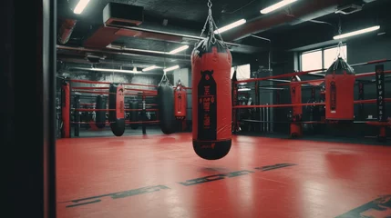 Fotobehang A boxing Gym with Punching Bag for training © didiksaputra