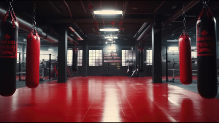 A boxing Gym with Punching Bag for training