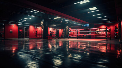 A boxing Gym with Punching Bag for training
