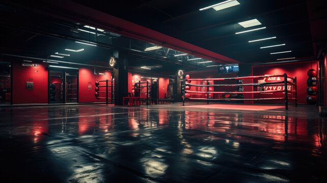 A boxing Gym with Punching Bag for training