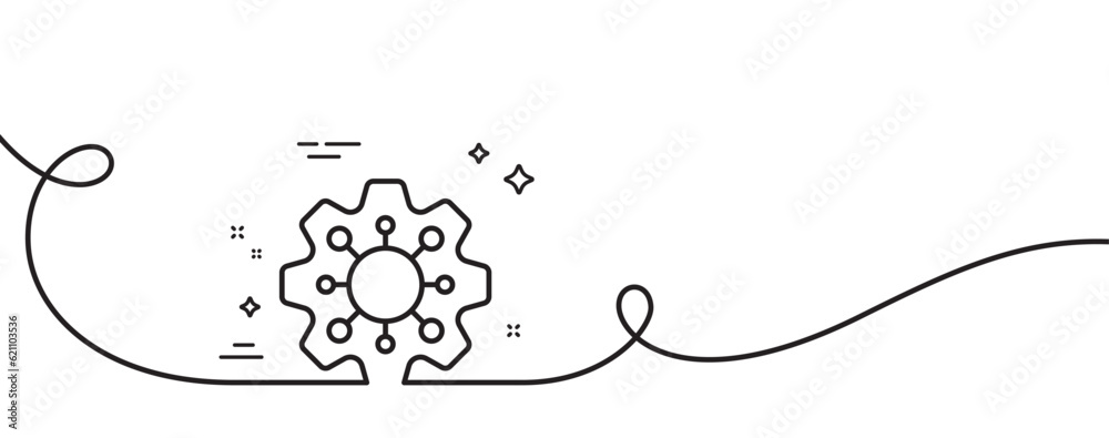 Poster execute line icon. continuous one line with curl. maintenance service sign. network symbol. execute 