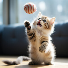 cat playing with ball