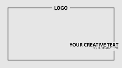 Editable banner with frame template for video or photo title and description. Mockup poster copy space. Black frame with transparent background