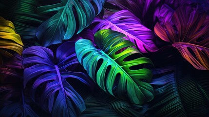 Chromatic Paradise Gradient Tropical Leaves in a Kaleidoscope of Hues