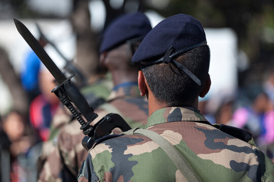 French soldiers parading during Bastille Day