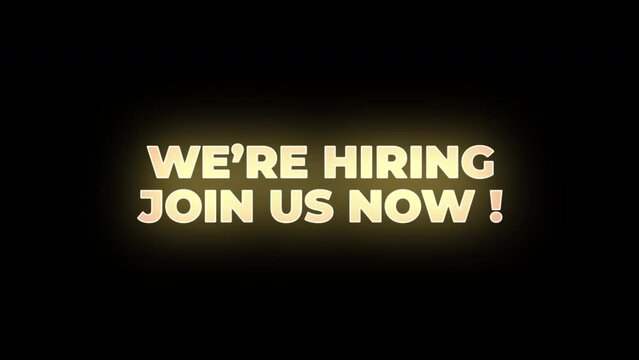 we are hiring join us now flicker text animation