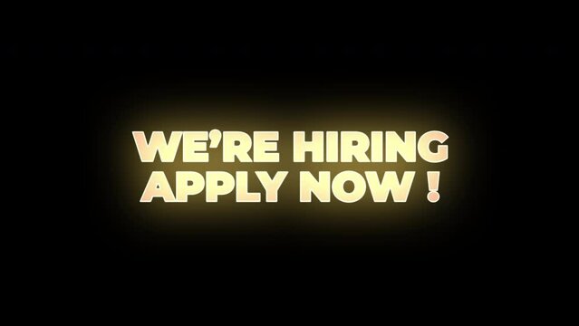 we are hiring apply now flicker text animation