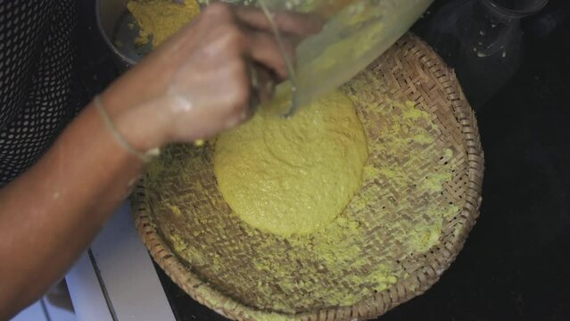 Recife, Pernambuco, Brazil. 07, 05, 2023. Video shows the preparation of Pamonha, a typical food made from corn that is served on the feasts of S&atilde;o Jo&atilde;o.