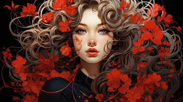 Enchanting Symmetry: Abstract and Intricate Line Art Blooms Against a Captivating Background, Creating a Mesmerizing Backdrop of Colors, Silver, Gold, and Black-White, Fit for Wallpaper, Generative AI