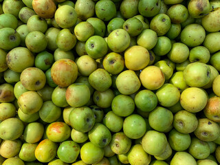 Top view of Bair Fruit of Asia. Pattern background of Jujube Fruit Bair Fruit or China Apple in Punjab, Pakistan.