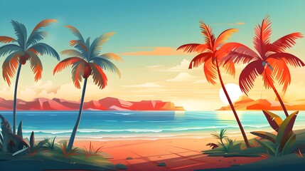 Fototapeta na wymiar Summer backgrounds with sunny beache Generative AI
