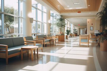 interior of a modern hospital corridor ai generative art