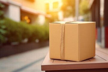Brown paper box, delivered parcels. AI generated content