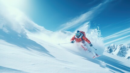 A person skiing in the snow.