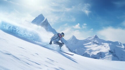 A person skiing in the snow.