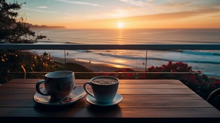 coffee cup with ocean view