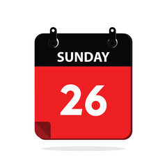 calender icon, 26 sunday icon with white background