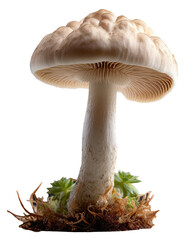 mushroom growing in moss isolated on transparent background cutout, generative ai - obrazy, fototapety, plakaty