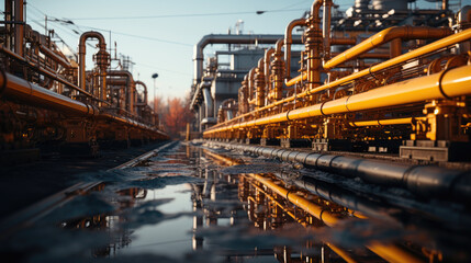 Fototapeta na wymiar Gas pipelines at a plant