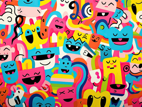 pattern with funny monsters