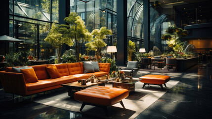 Naklejka premium Interior of modern hotel lobby