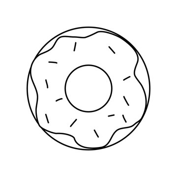 recommend clip art: Doughnut inflatable ring for swimming pool or beach, doodle style vector outline for coloring book