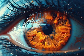 view of a human eye up close. made using generative AI tools