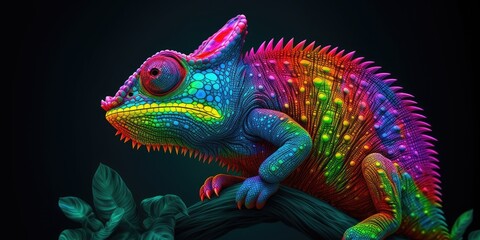 Rainbow Chameleon Colors in Fantasy. made using generative AI tools