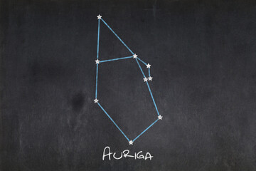 Auriga constellation drawn on a blackboard