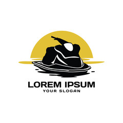 Jet ski sport silhouette logo design template