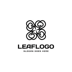 Minimalist leaf logo design template label