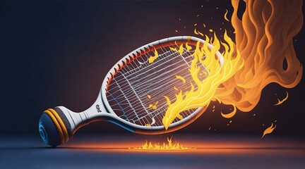Tennis Racket on Fire Created With Generative Ai