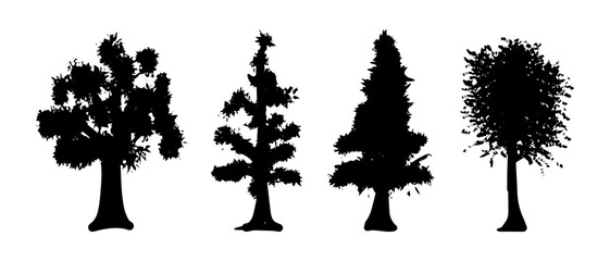 Fototapeta premium doodle set of hand drawn trees