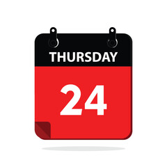calender icon, 24 thursday icon with white background