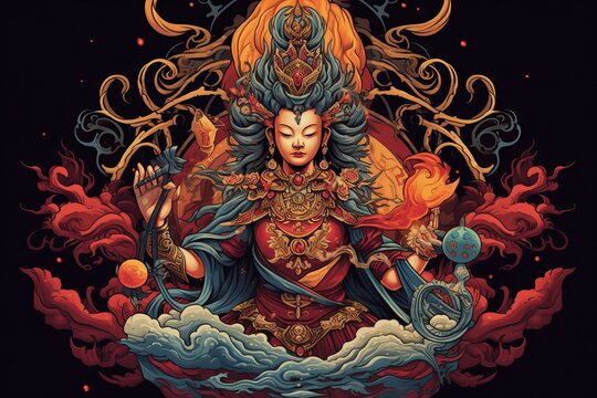 beautiful illustration of Buddha Manjushri, generative ai