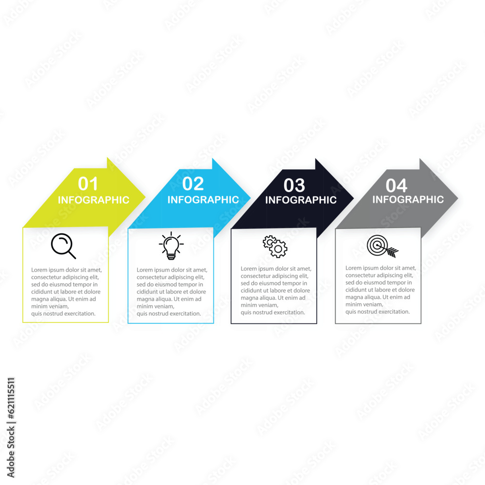 Wall mural minimal infographic template design with numbers 4 options or steps.