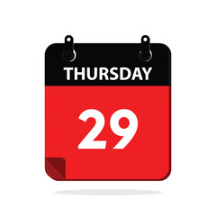 calender icon, 29 thursday icon with white background
