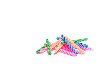 colorful birthday candles isolated on white, with copyspace for your work.