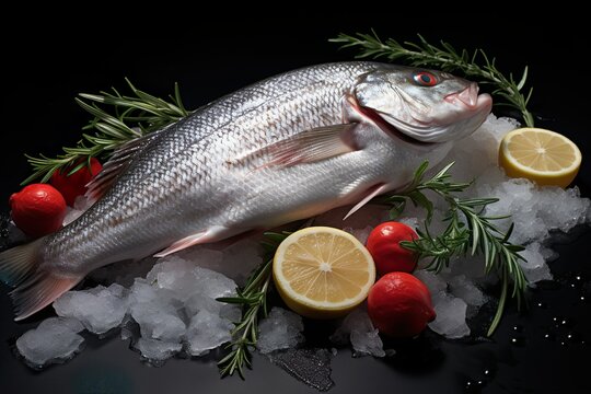 Professional food photography of sea bass AI Generated