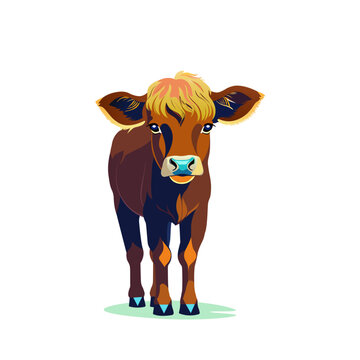 Creative illustration of a little nice calf
