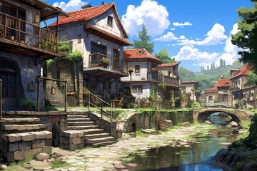 Obraz premium Bulgaria, anime style, anime during the day. Illustration of exceptional quality
